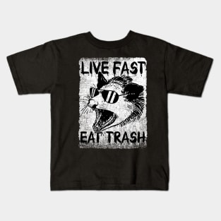 Live Fast Eat Trash Opossum Kids T-Shirt